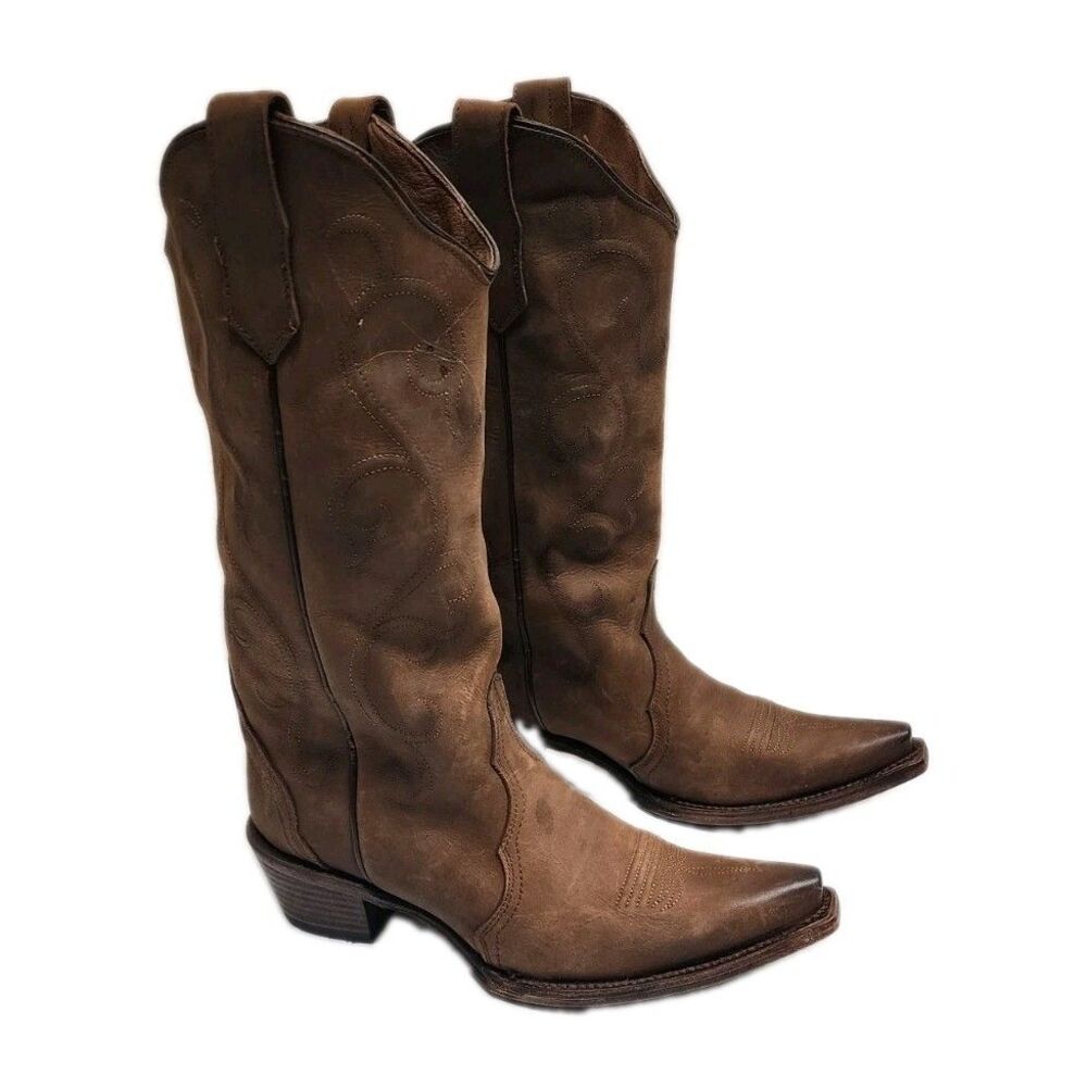 Circle G Western Boots Womens Size 9 Embroidered Cinnamon Snip Toe L6014